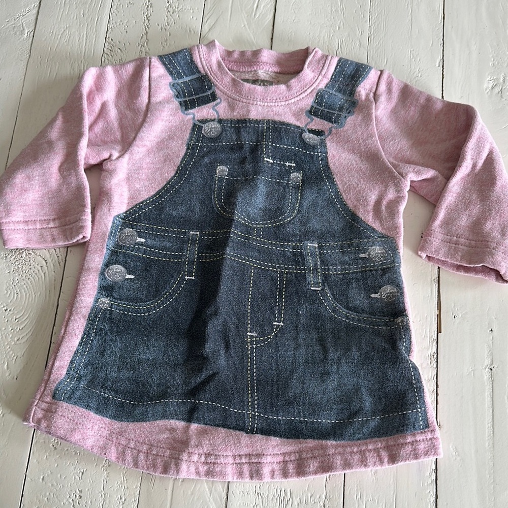 9 M Levi’s baby girl sweatshirt long sleeve printed overalls pink and blue